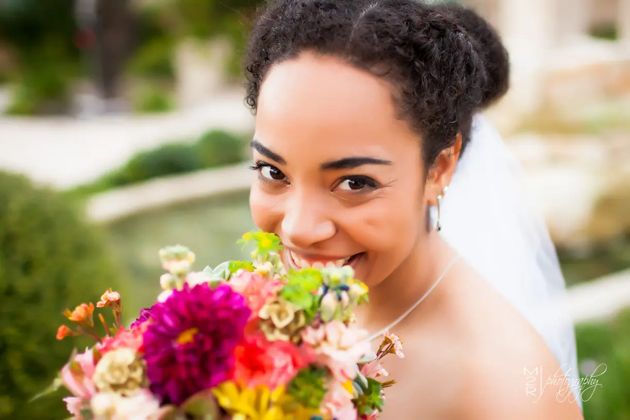 Bride holding a flower